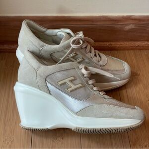 HOGAN LUXURY ITALIAN HIGH WEDGE SNEAKERS